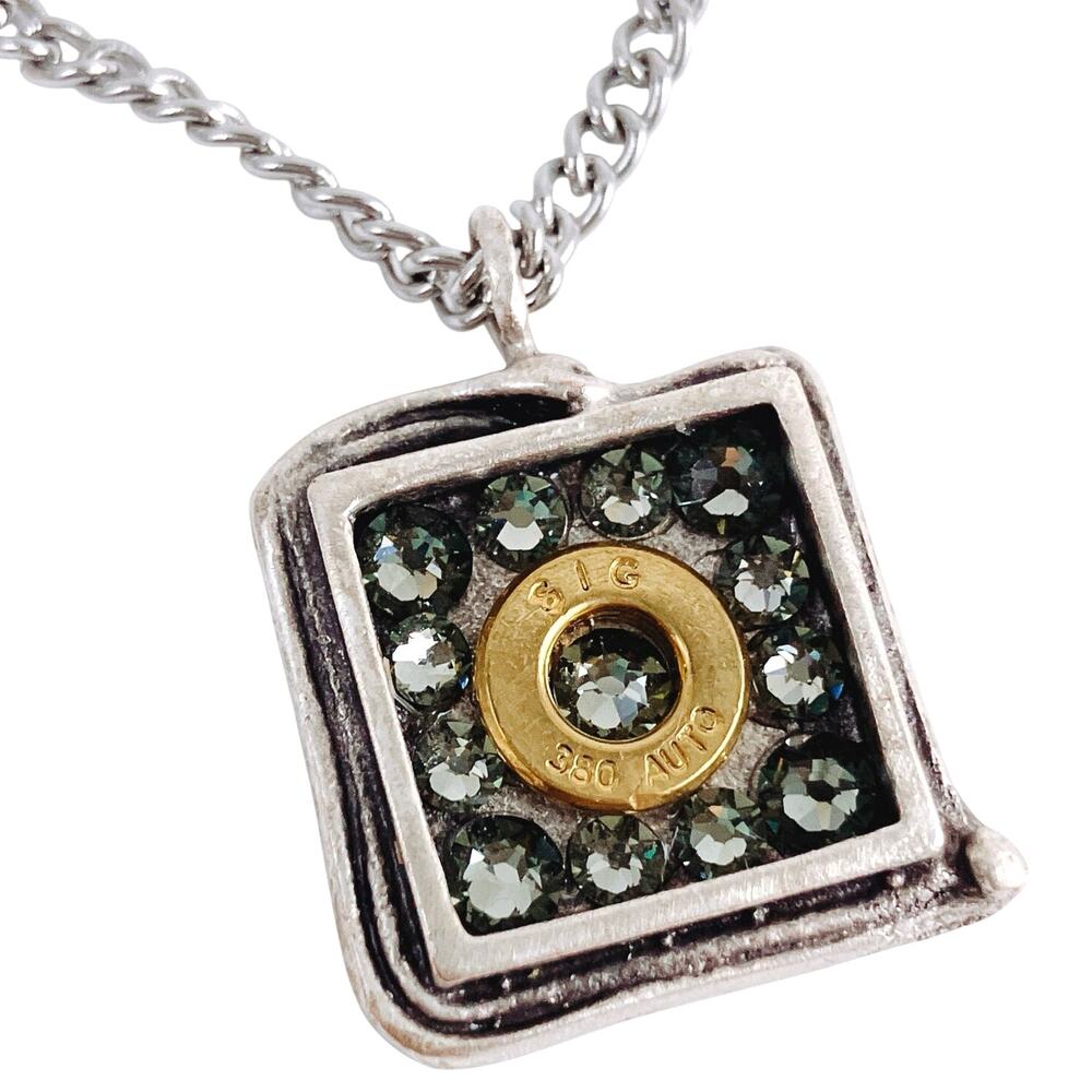 VTG Pendant Necklace Pretty Rhinestone Mixed Metal Statement Jewelry